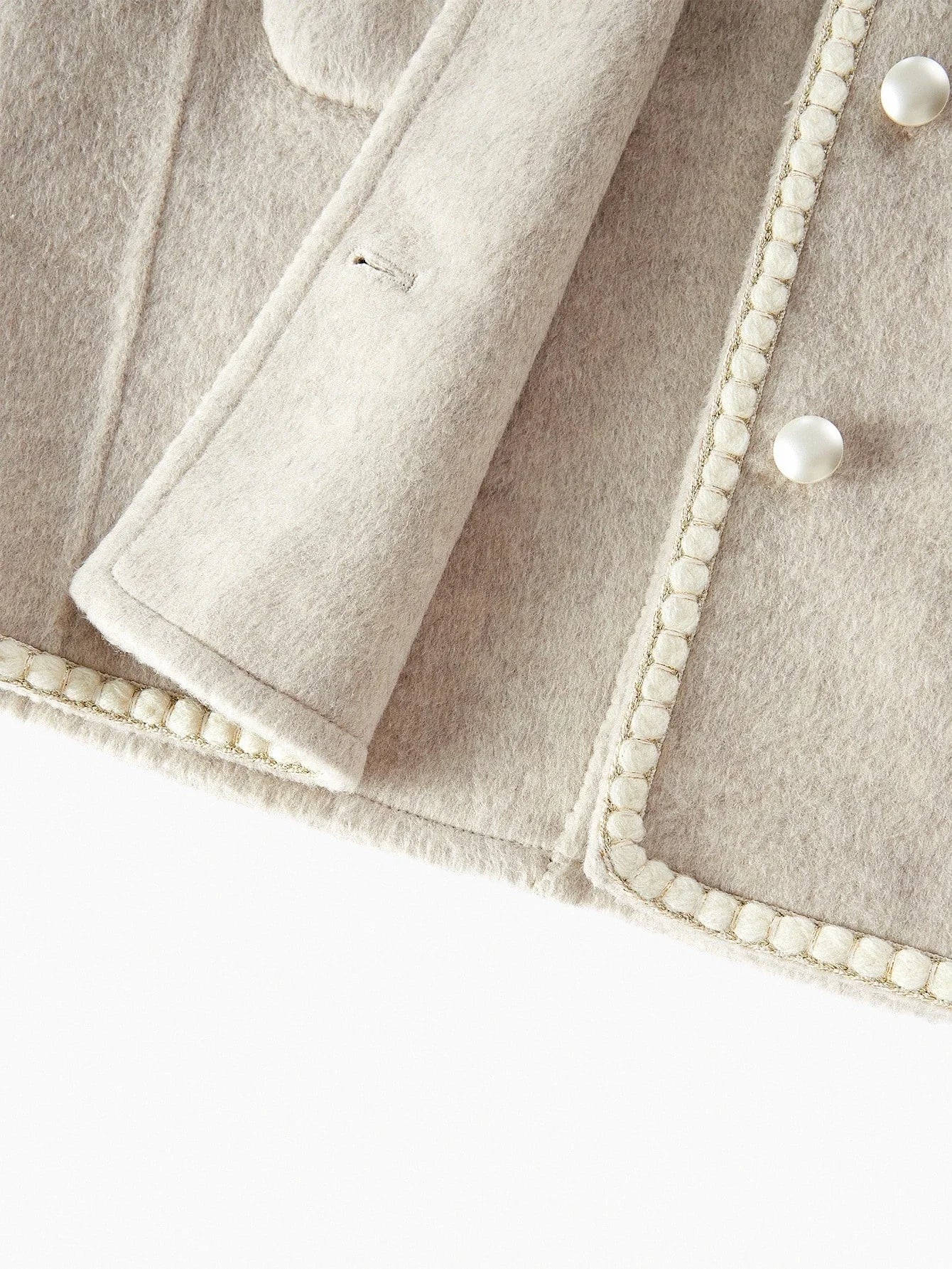 PREMIUM WOOL CONTRAST TAPE TRIM PATCH POCKET OVERCOAT