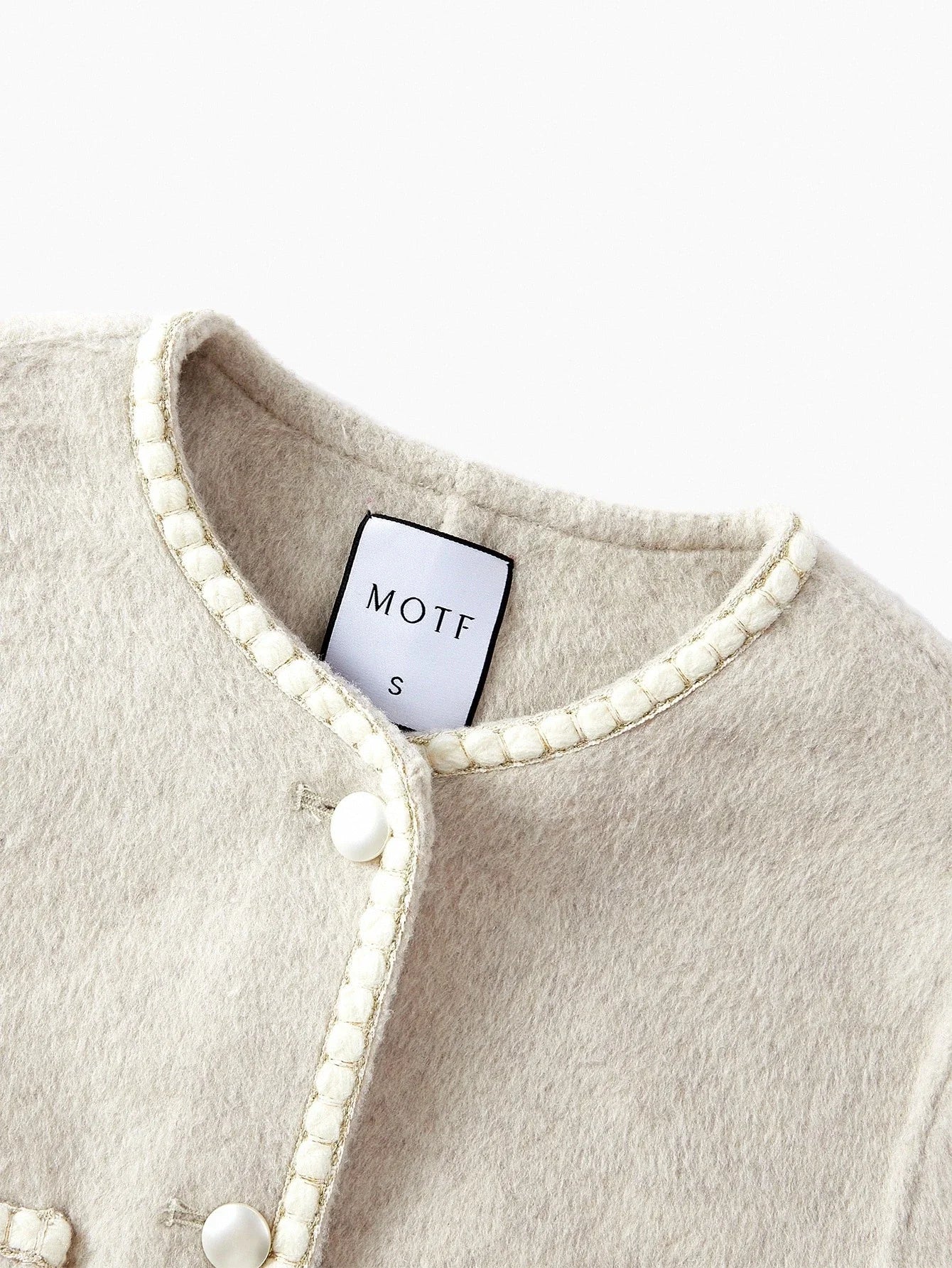 PREMIUM WOOL CONTRAST TAPE TRIM PATCH POCKET OVERCOAT