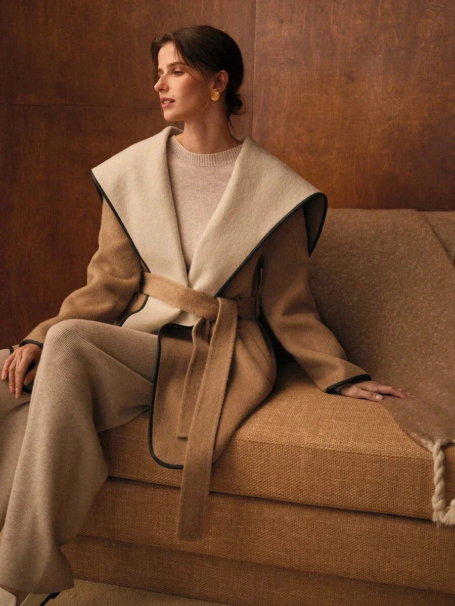 PREMIUM WOOL CONTRAST TRIM OVERCOAT