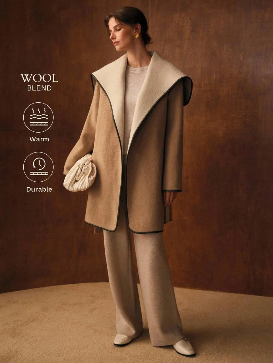 PREMIUM WOOL CONTRAST TRIM OVERCOAT