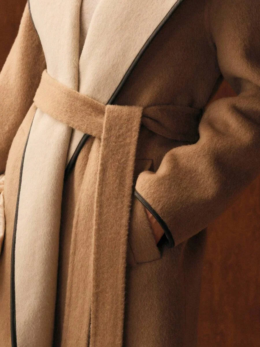 PREMIUM WOOL CONTRAST TRIM OVERCOAT