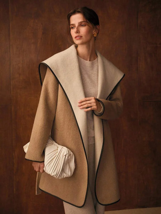 PREMIUM WOOL CONTRAST TRIM OVERCOAT