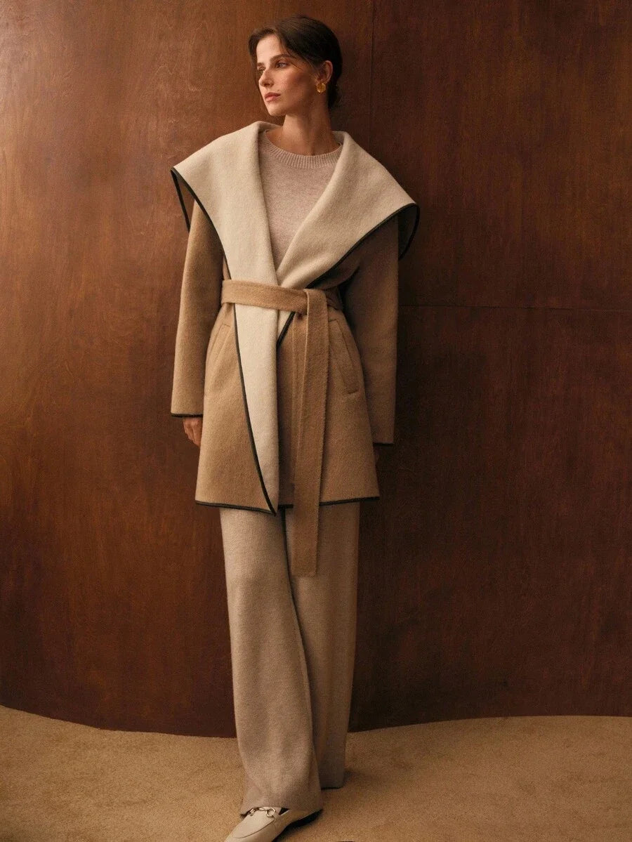 PREMIUM WOOL CONTRAST TRIM OVERCOAT