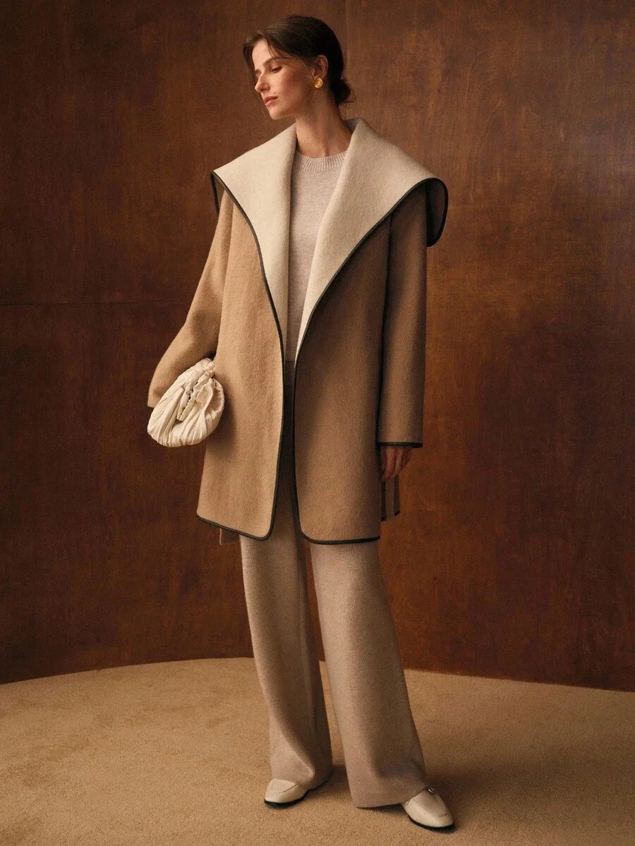 PREMIUM WOOL CONTRAST TRIM OVERCOAT