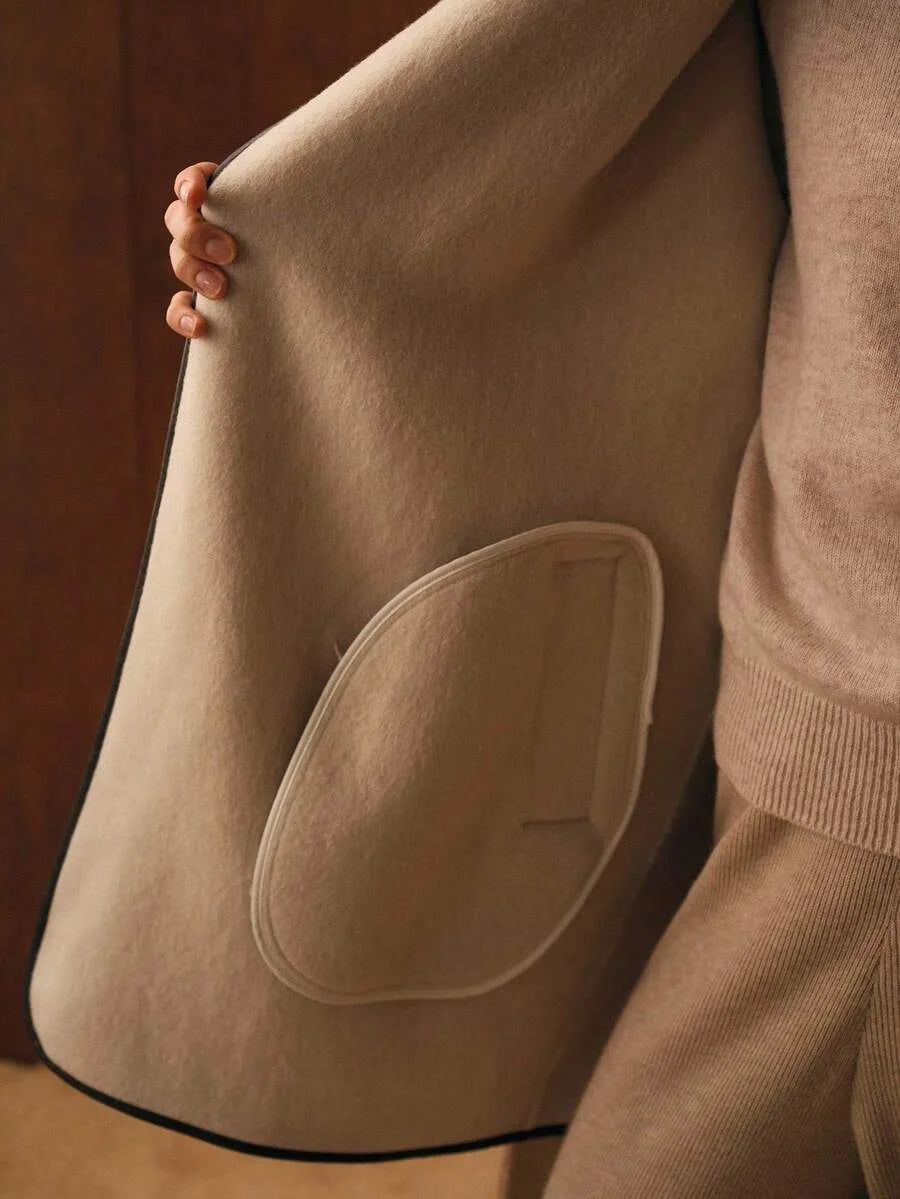 PREMIUM WOOL CONTRAST TRIM OVERCOAT