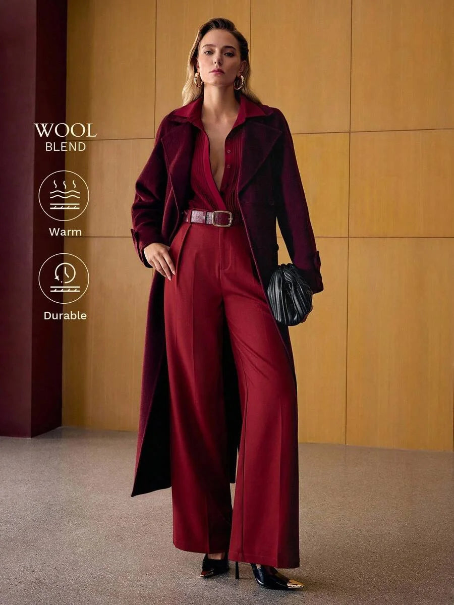 PREMIUM WOOL DOUBLE BREASTED BELTED OVERCOAT