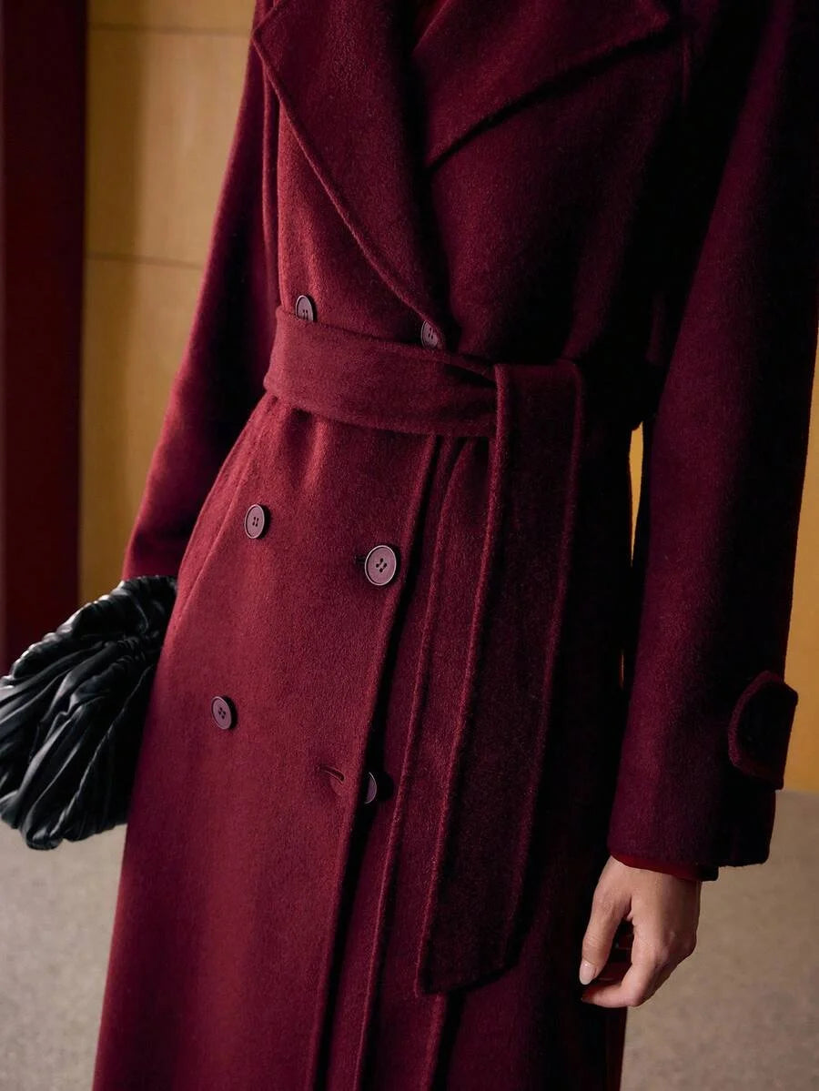 PREMIUM WOOL DOUBLE BREASTED BELTED OVERCOAT