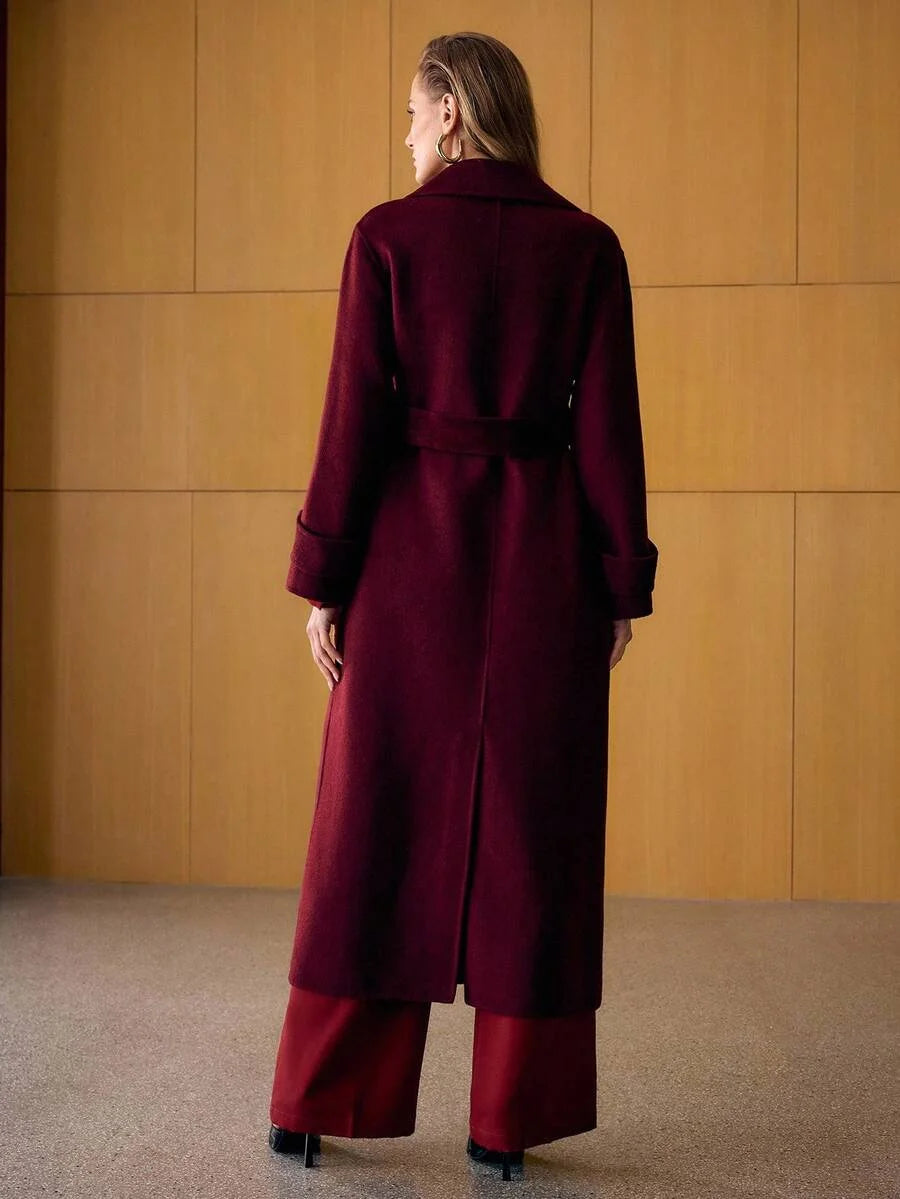 PREMIUM WOOL DOUBLE BREASTED BELTED OVERCOAT