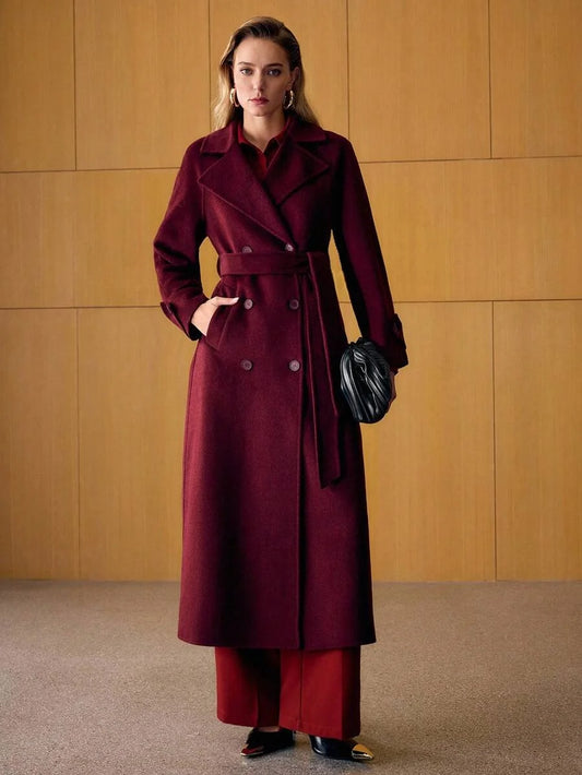 PREMIUM WOOL DOUBLE BREASTED BELTED OVERCOAT
