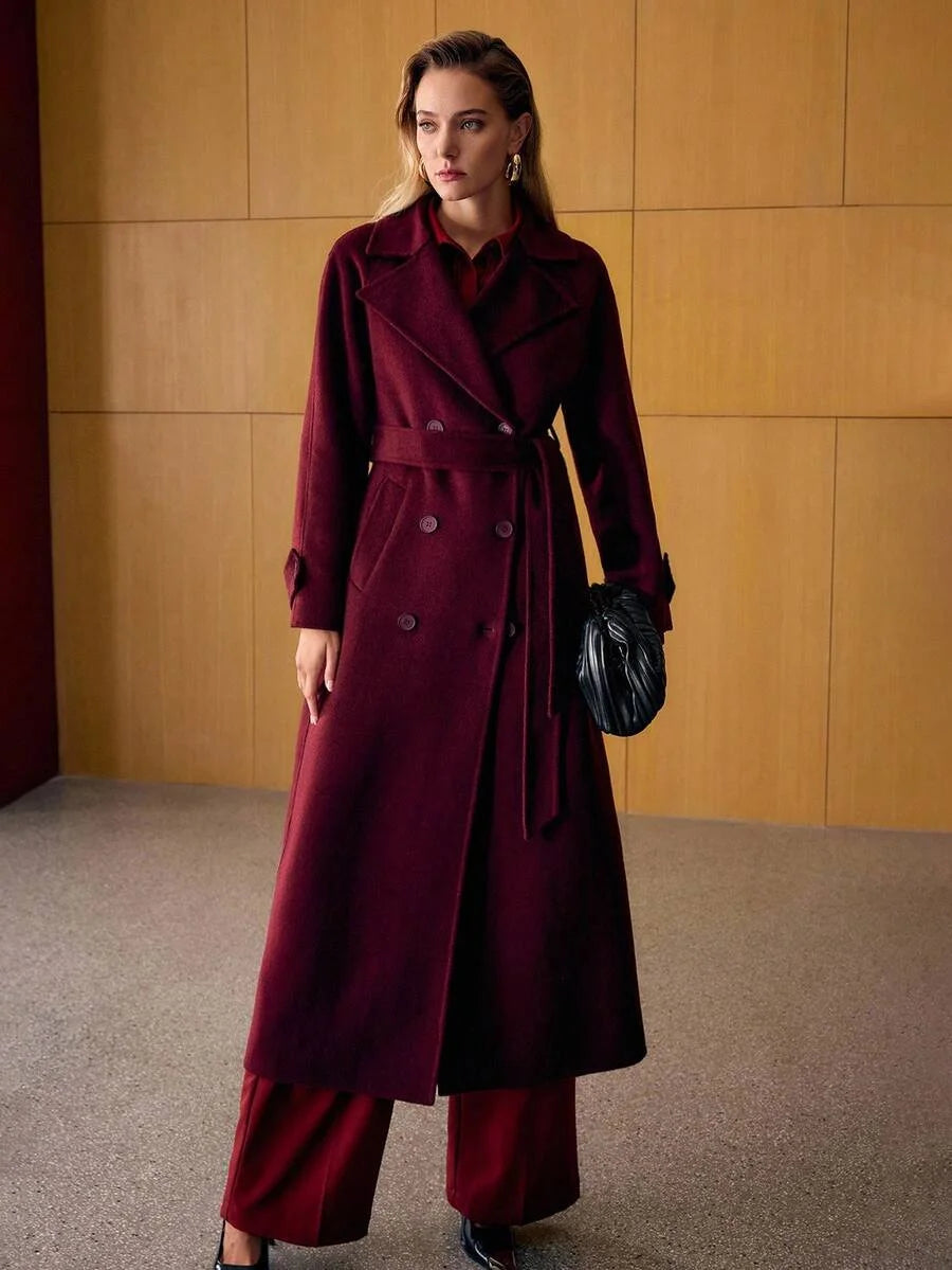 PREMIUM WOOL DOUBLE BREASTED BELTED OVERCOAT