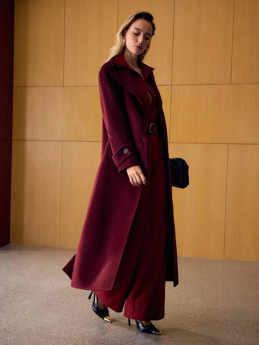 PREMIUM WOOL DOUBLE BREASTED BELTED OVERCOAT