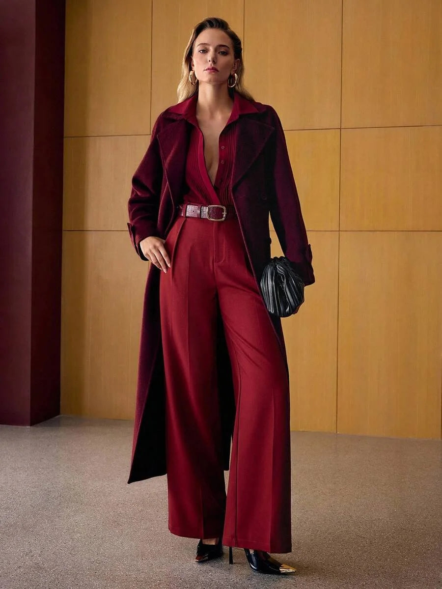 PREMIUM WOOL DOUBLE BREASTED BELTED OVERCOAT