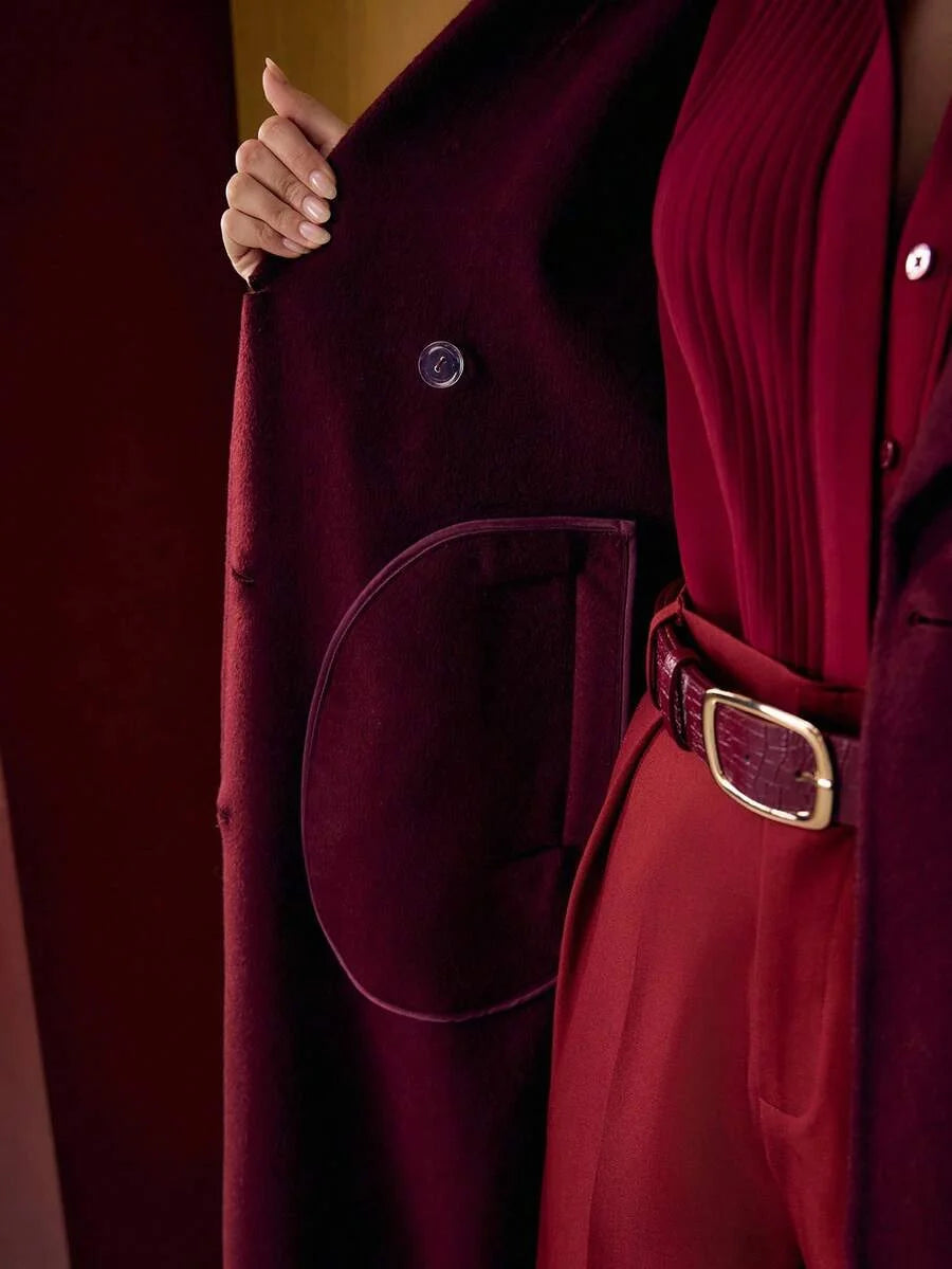 PREMIUM WOOL DOUBLE BREASTED BELTED OVERCOAT