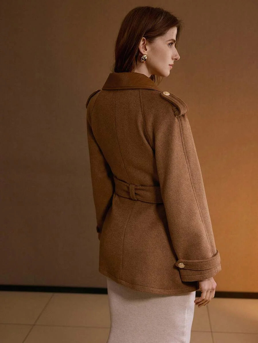 PREMIUM WOOL DOUBLE BREASTED BELTED OVERCOAT FALL WINTER