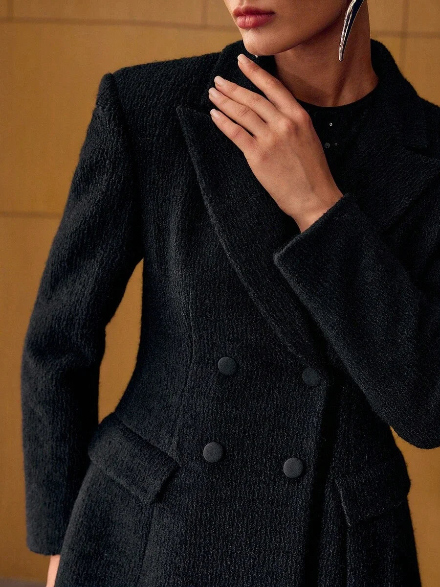 PREMIUM WOOL DOUBLE BREASTED BLAZER WITHOUT BELT