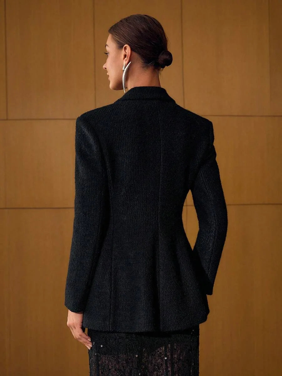 PREMIUM WOOL DOUBLE BREASTED BLAZER WITHOUT BELT