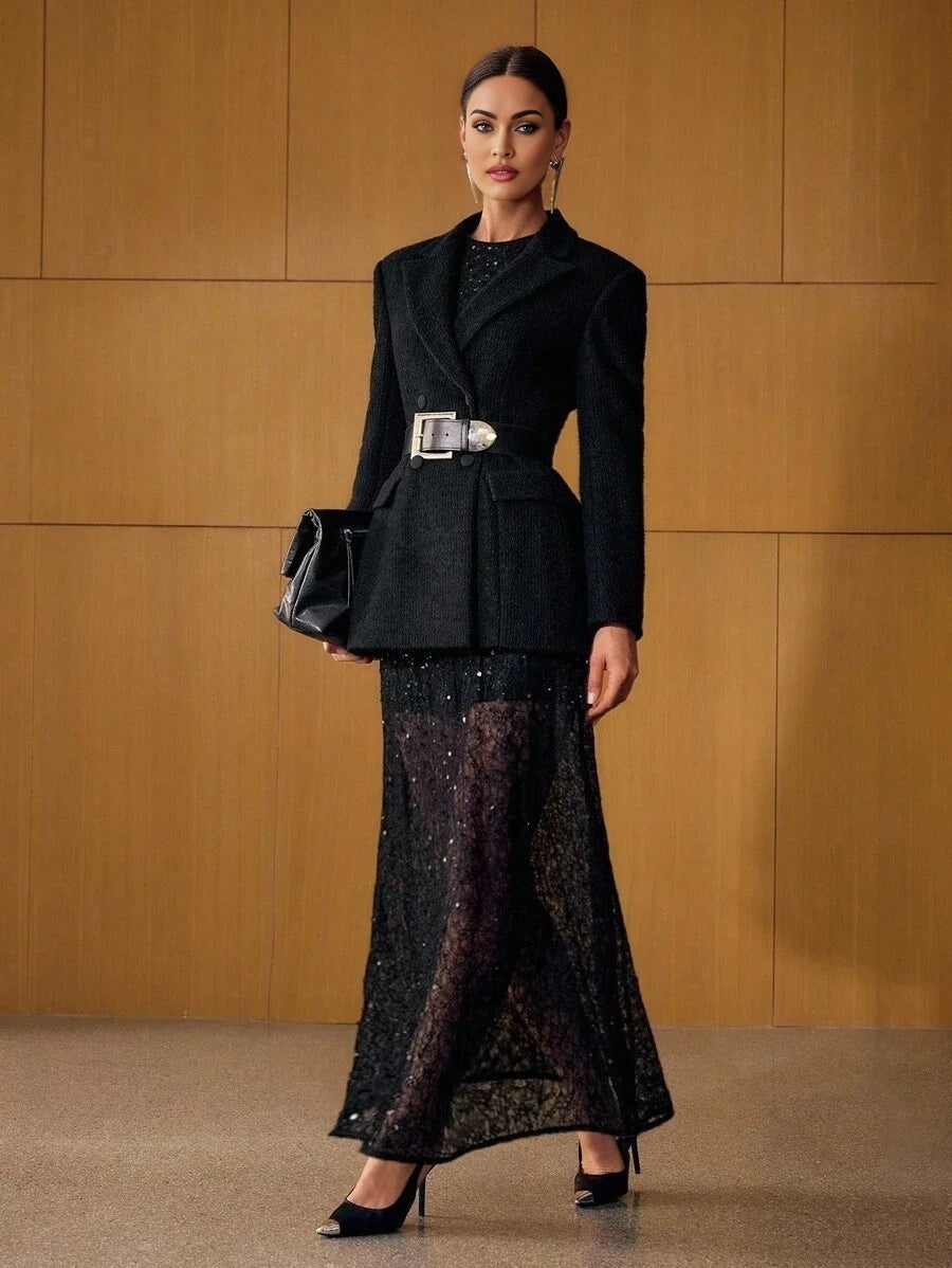 PREMIUM WOOL DOUBLE BREASTED BLAZER WITHOUT BELT