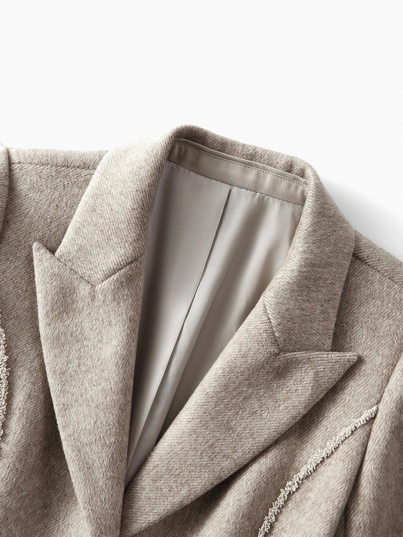 PREMIUM WOOL ELEGANT COMMUTER ROMANTIC CINCHED WAIST HERRINGBONE BLEND COAT AUTUMNWINTER