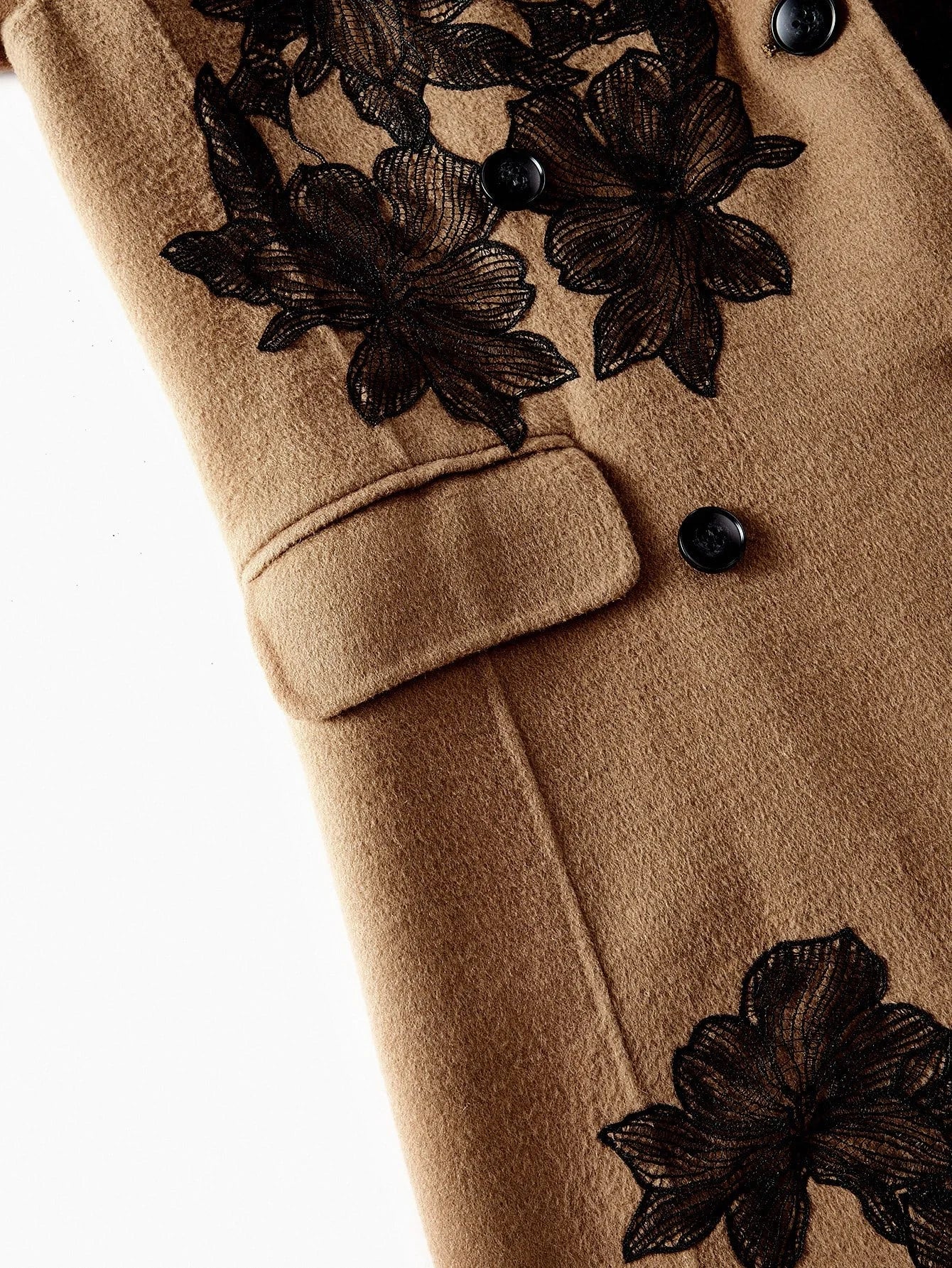 PREMIUM WOOL EMBROIDERY DOUBLE BREASTED OVERCOAT