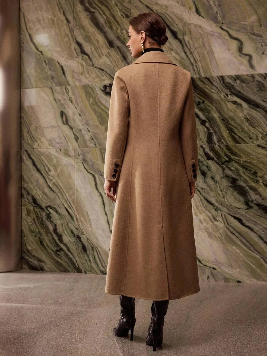 PREMIUM WOOL EMBROIDERY DOUBLE BREASTED OVERCOAT