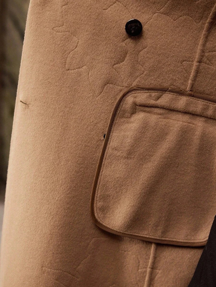 PREMIUM WOOL EMBROIDERY DOUBLE BREASTED OVERCOAT