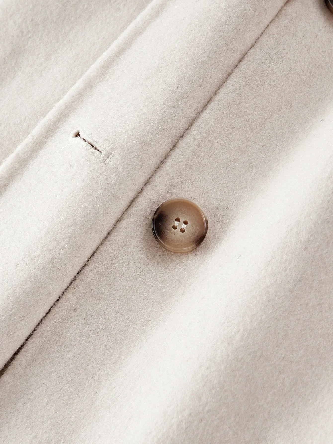 PREMIUM WOOL EMBROIDERY LAPEL COLLAR BUCKLE BELTED OVERCOAT