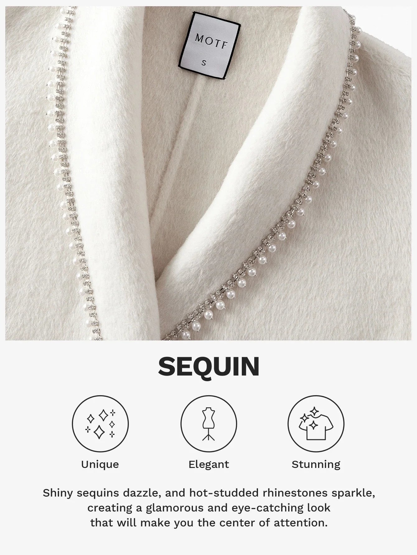 PREMIUM WOOL FAUX PEARL TRIM FUZZY PANEL BELTED OVERCOAT