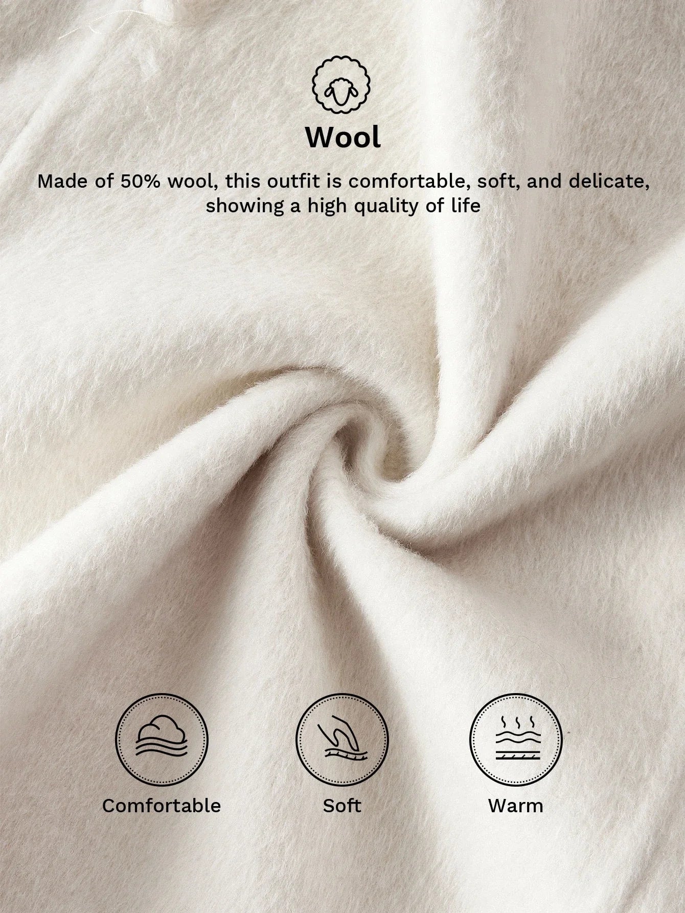 PREMIUM WOOL FAUX PEARL TRIM FUZZY PANEL BELTED OVERCOAT