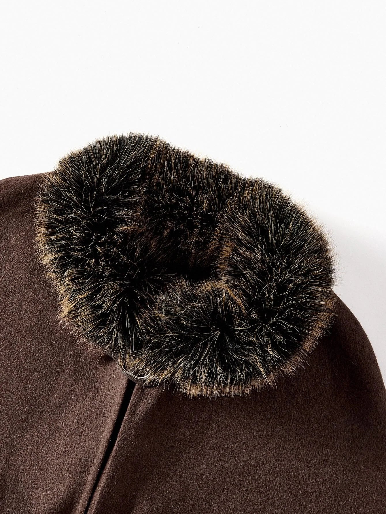 PREMIUM WOOL FUZZY COLLAR OVERCOAT