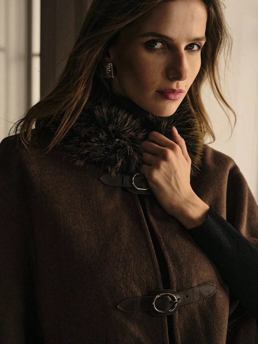 PREMIUM WOOL FUZZY COLLAR OVERCOAT