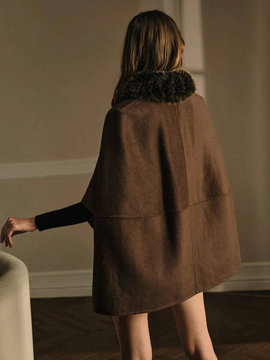 PREMIUM WOOL FUZZY COLLAR OVERCOAT