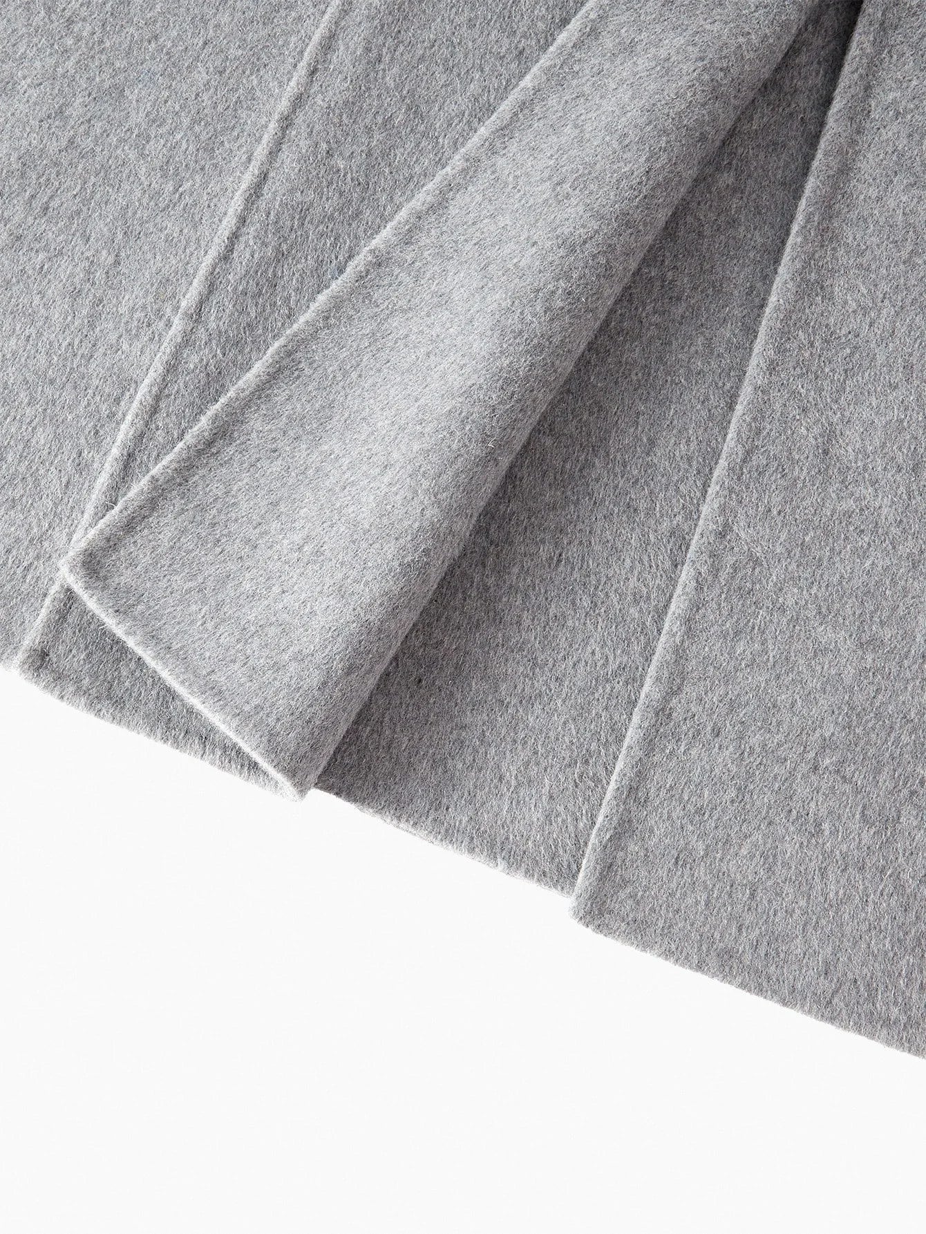 PREMIUM WOOL FUZZY PANEL BATWING SLEEVE BELTED CAPE OVERCOAT FALL WINTER