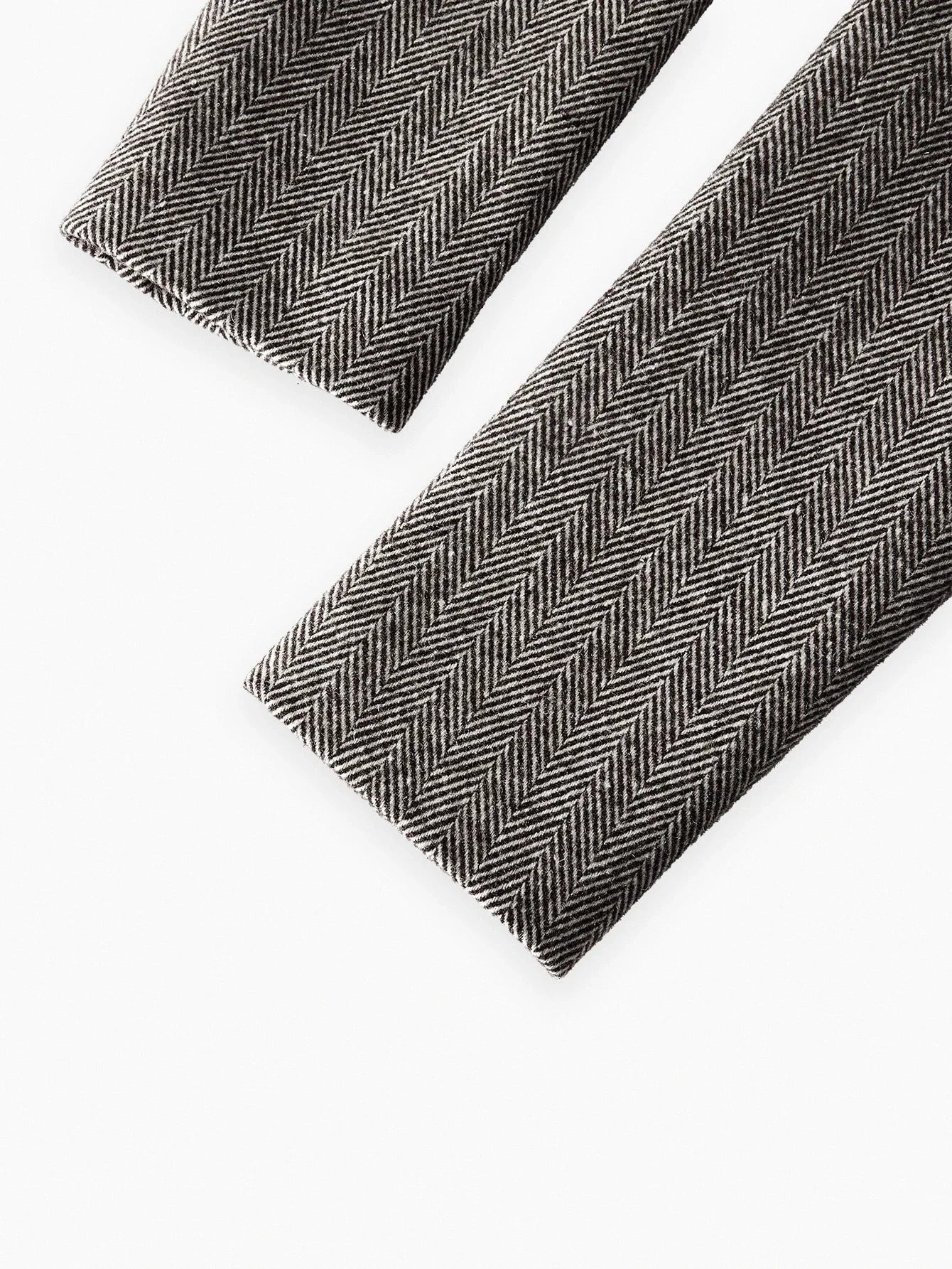 PREMIUM WOOL HERRINGBONE PATTERN LAPEL COLLAR METAL FLORAL PLACKET BLAZER