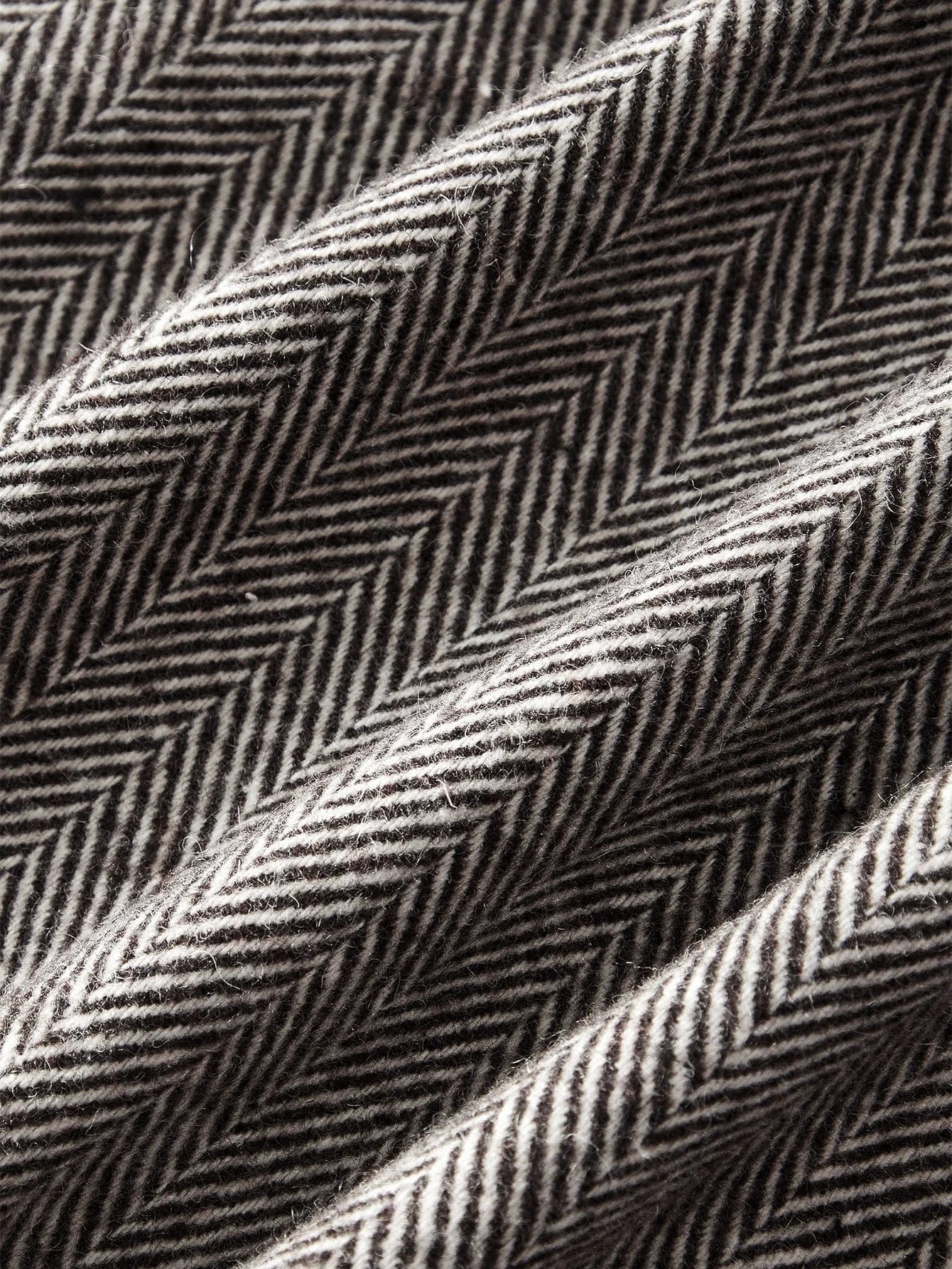 PREMIUM WOOL HERRINGBONE PATTERN LAPEL COLLAR METAL FLORAL PLACKET BLAZER