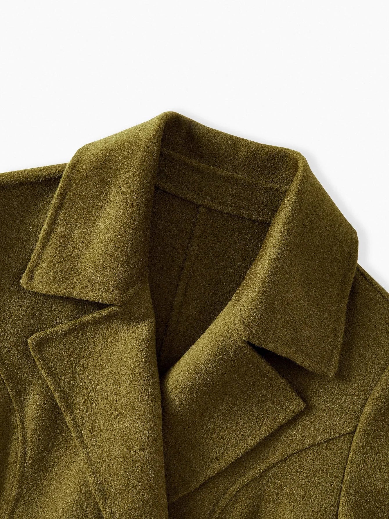 PREMIUM WOOL LAPEL COLLAR DOUBLE BREASTED PLACKET OVERCOAT