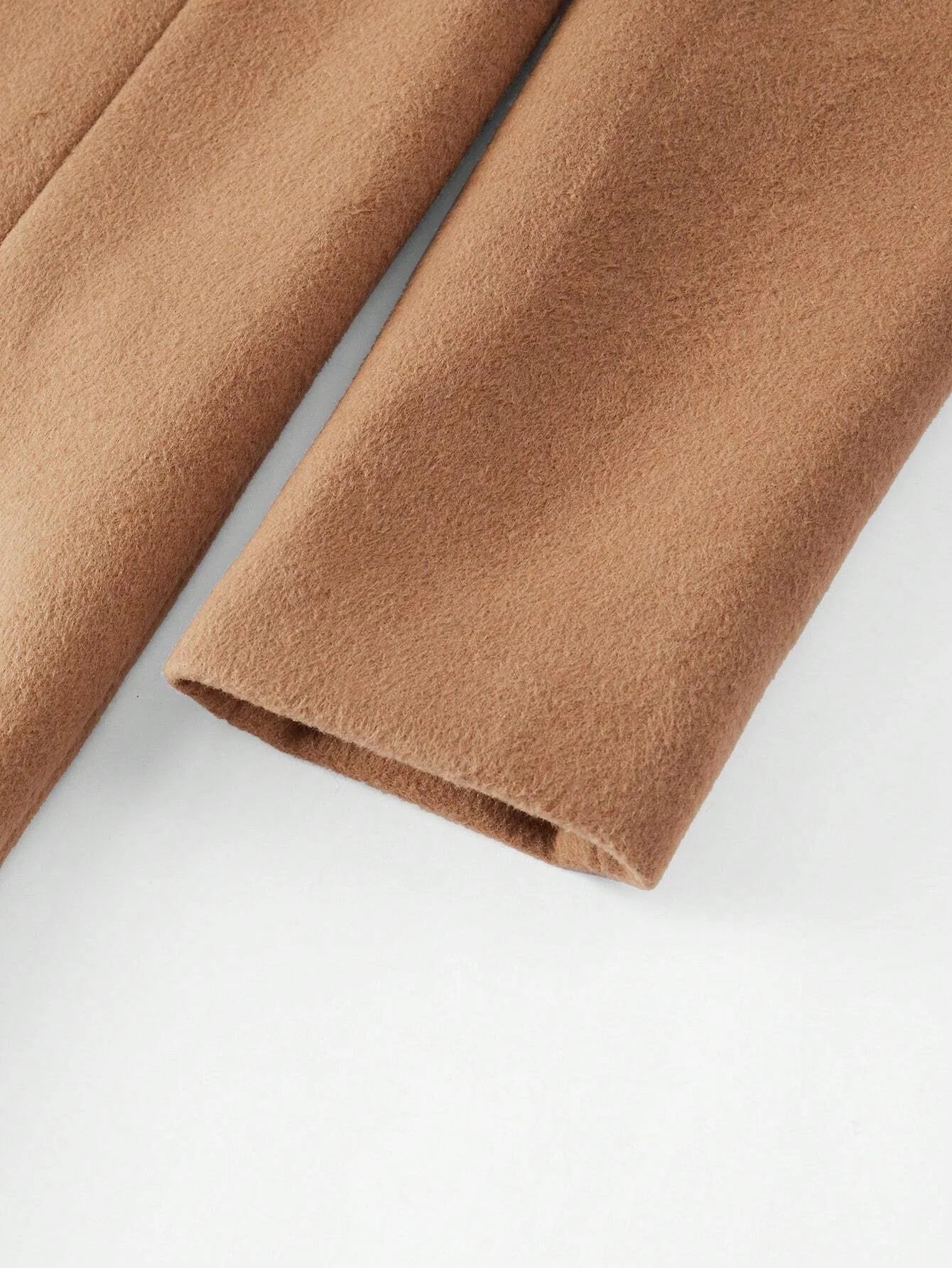 PREMIUM WOOL LAPEL COLLAR FLAP DETAIL BELTED LONG OVERCOAT