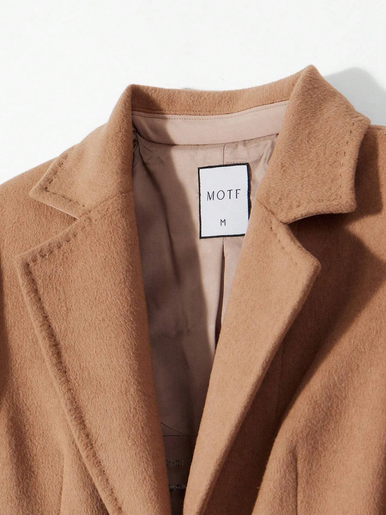 PREMIUM WOOL LAPEL COLLAR FLAP DETAIL BELTED LONG OVERCOAT