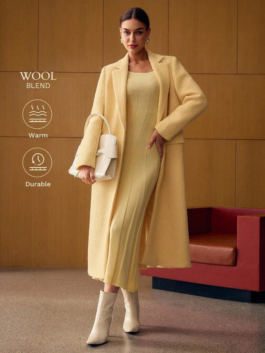PREMIUM WOOL LAPEL COLLAR LONGLINE OVERCOAT