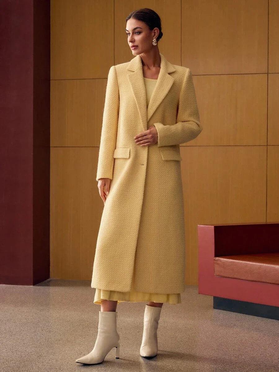 PREMIUM WOOL LAPEL COLLAR LONGLINE OVERCOAT