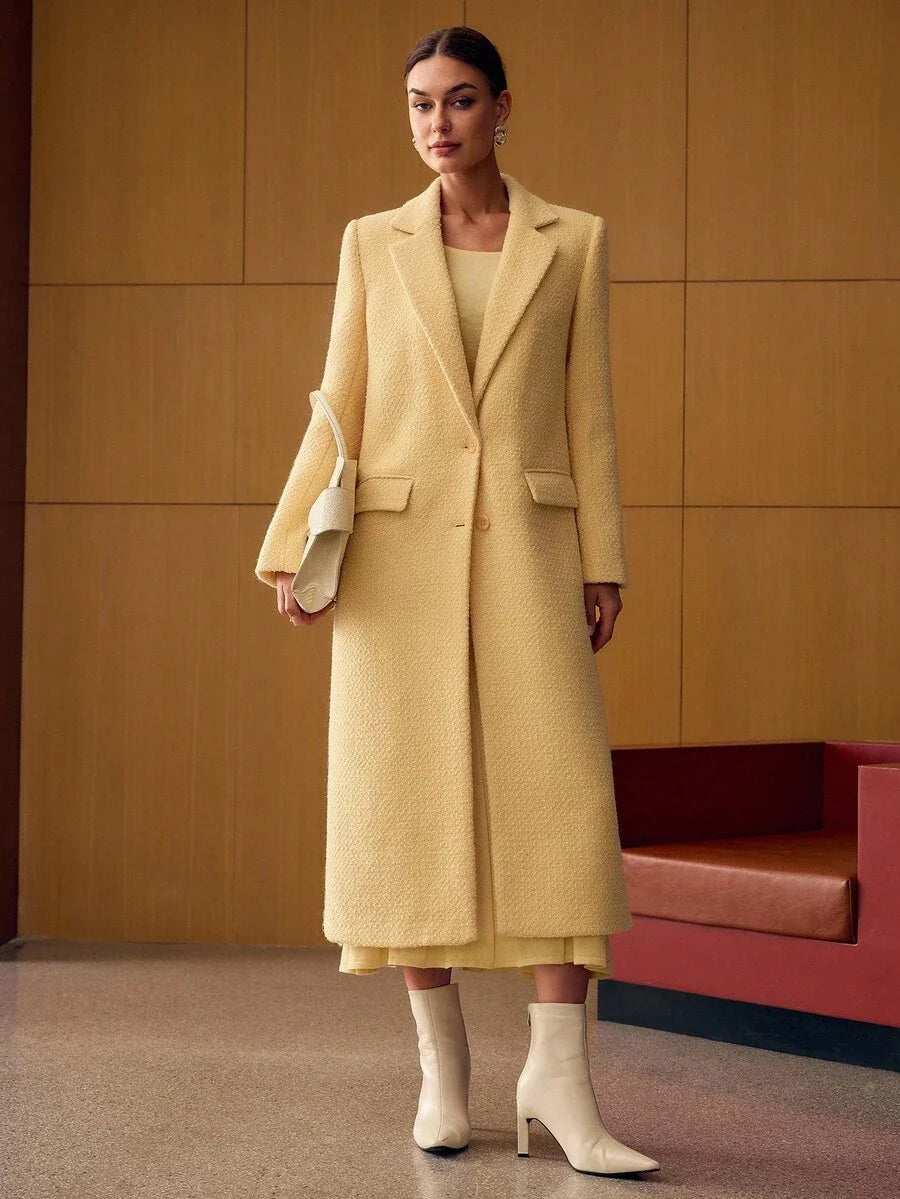 PREMIUM WOOL LAPEL COLLAR LONGLINE OVERCOAT