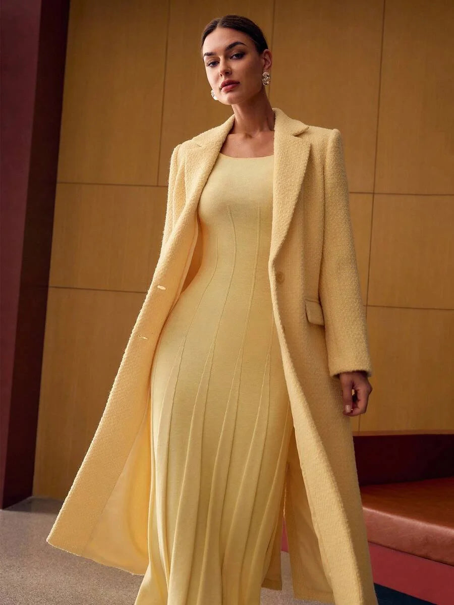 PREMIUM WOOL LAPEL COLLAR LONGLINE OVERCOAT