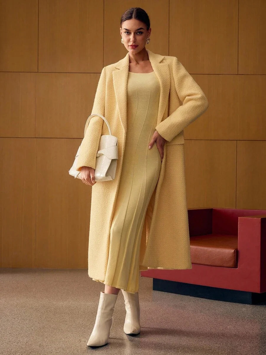 PREMIUM WOOL LAPEL COLLAR LONGLINE OVERCOAT