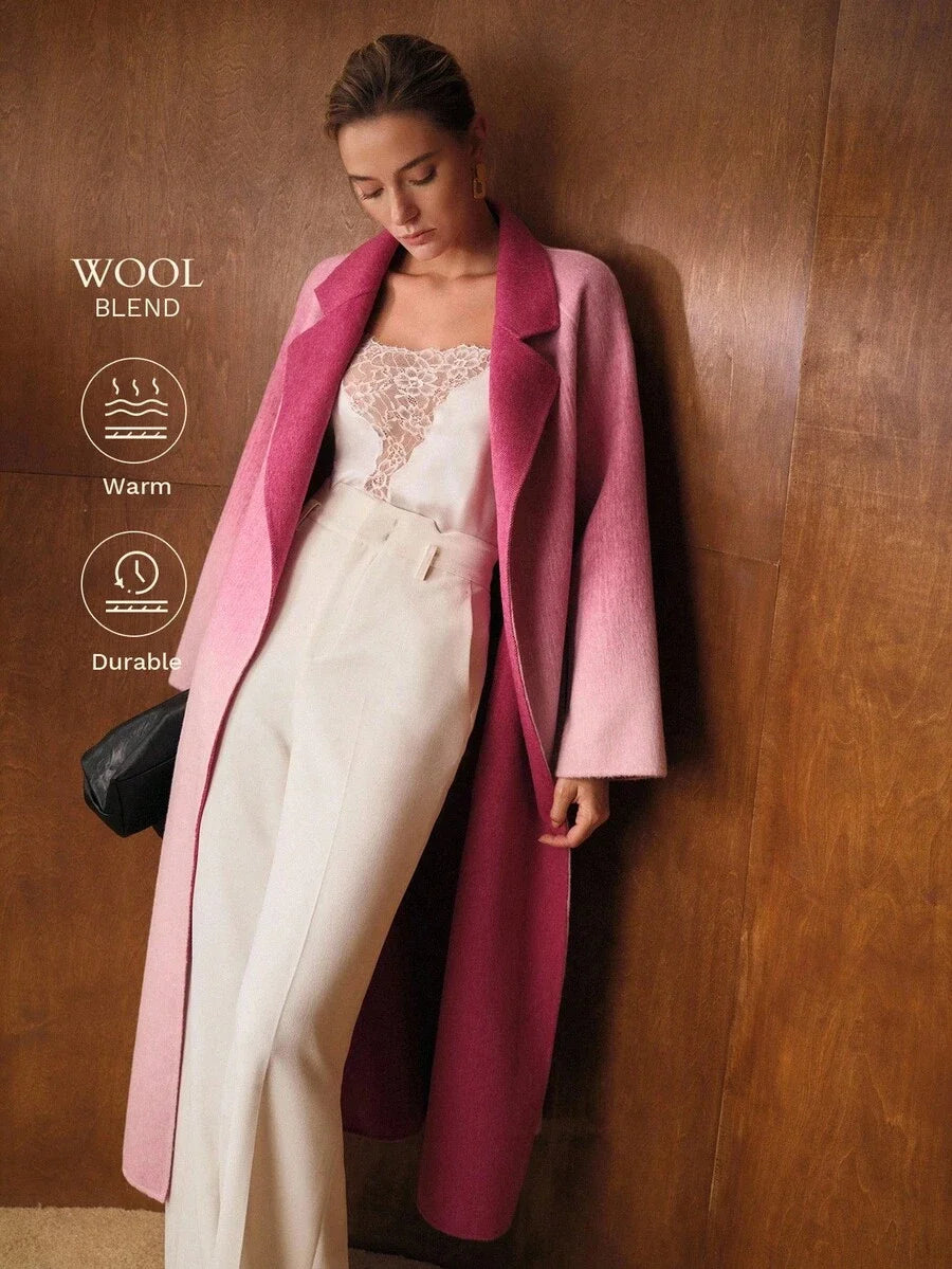 PREMIUM WOOL OMBRE BELTED OVERCOAT