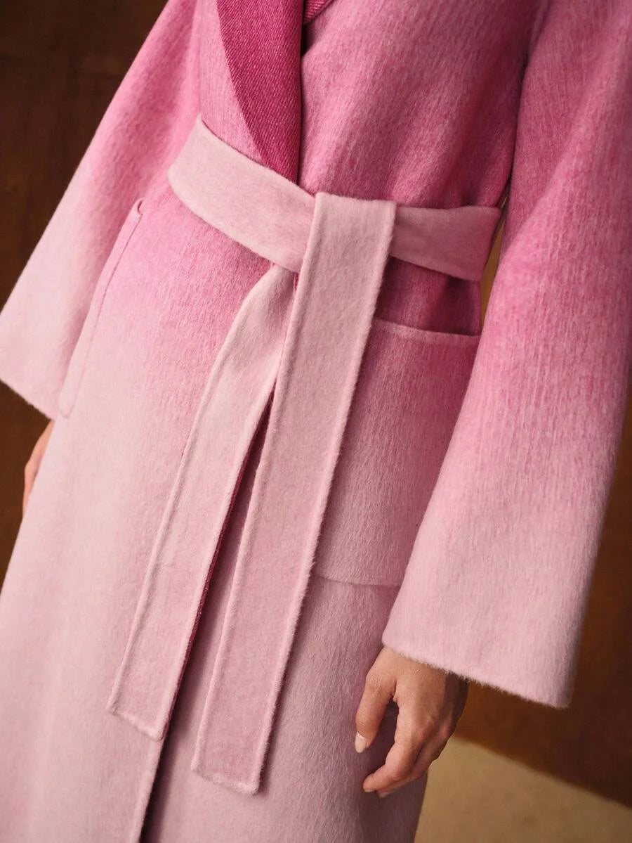 PREMIUM WOOL OMBRE BELTED OVERCOAT