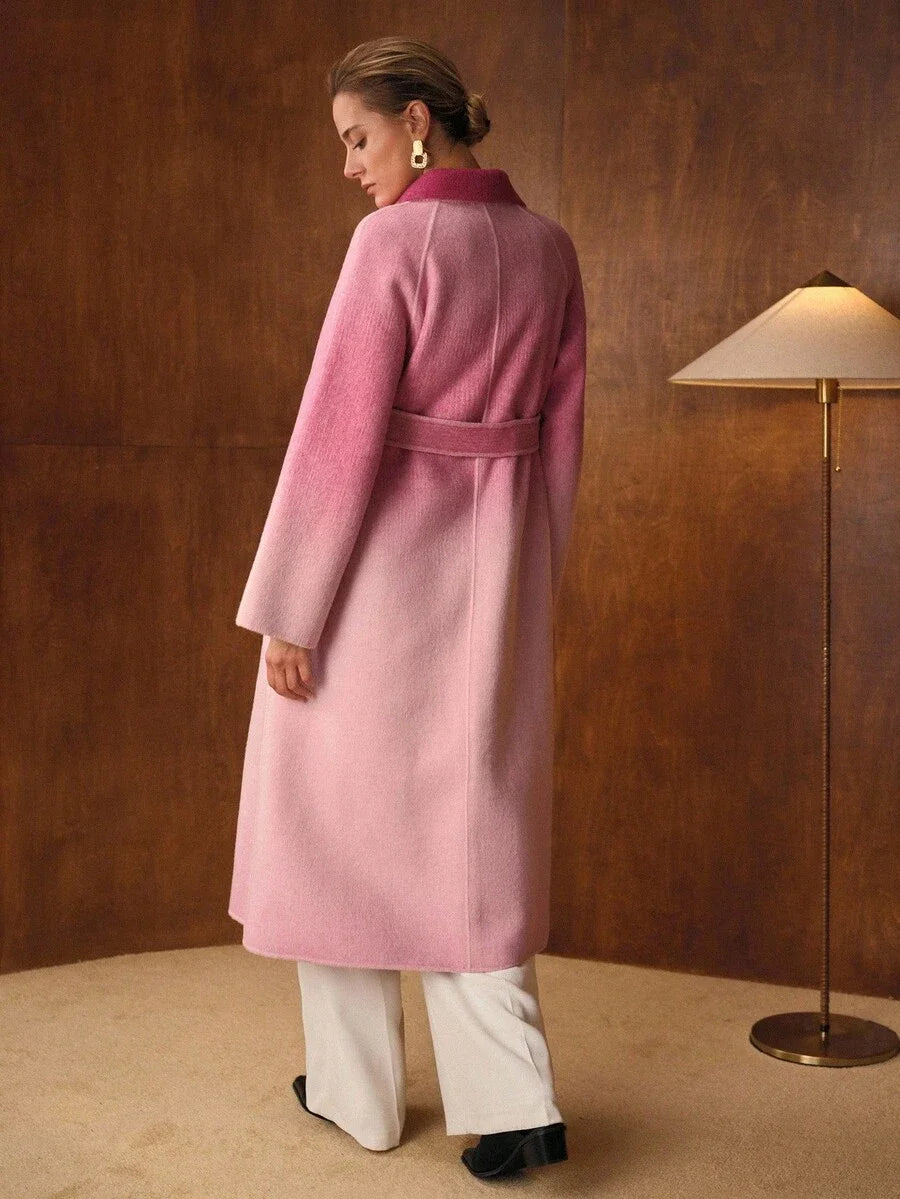 PREMIUM WOOL OMBRE BELTED OVERCOAT
