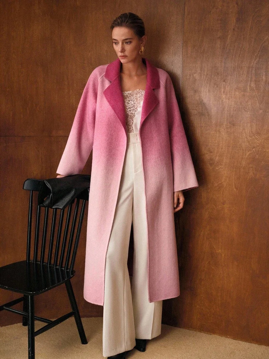 PREMIUM WOOL OMBRE BELTED OVERCOAT