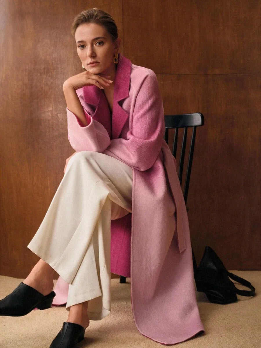 PREMIUM WOOL OMBRE BELTED OVERCOAT