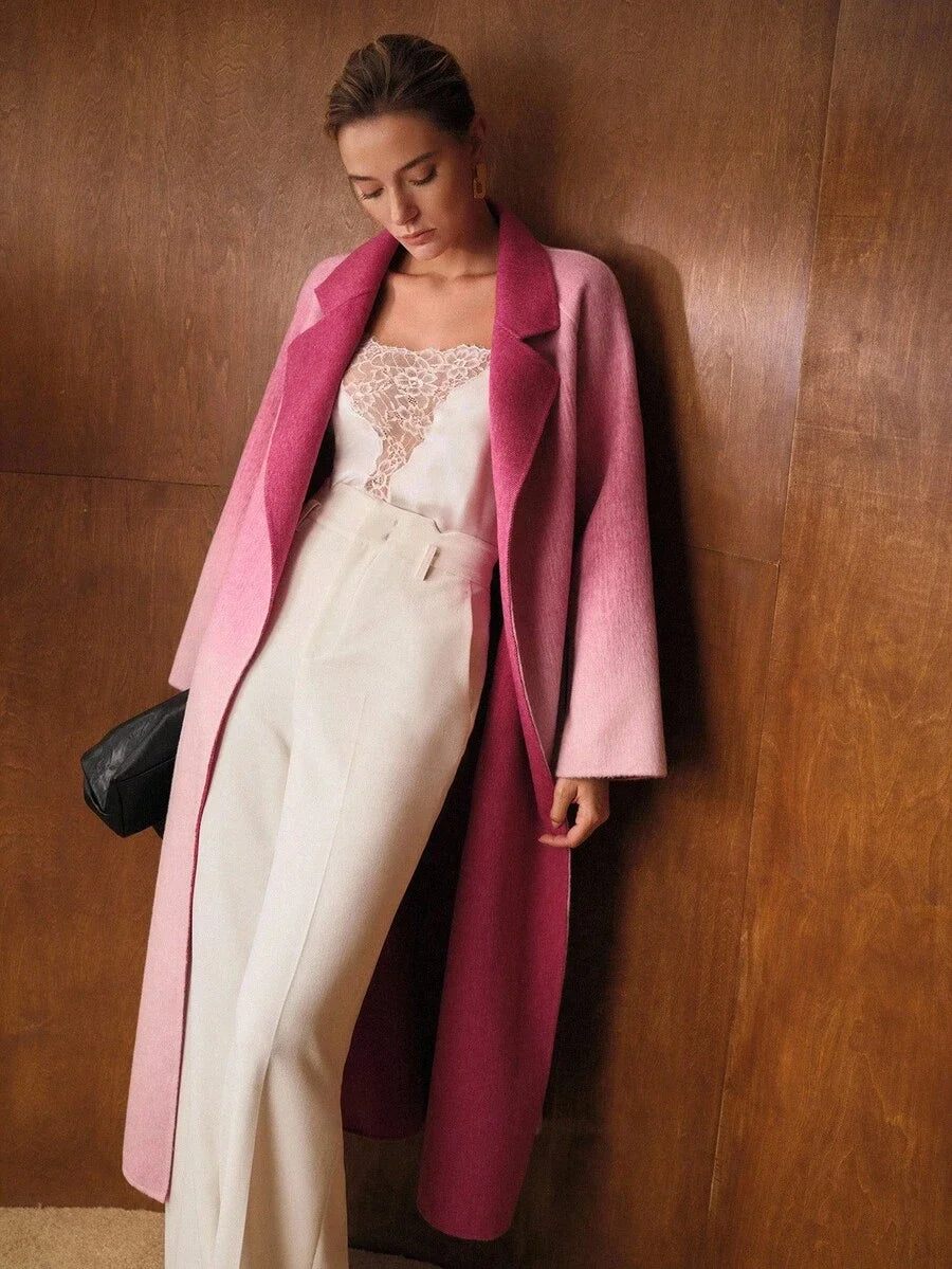 PREMIUM WOOL OMBRE BELTED OVERCOAT