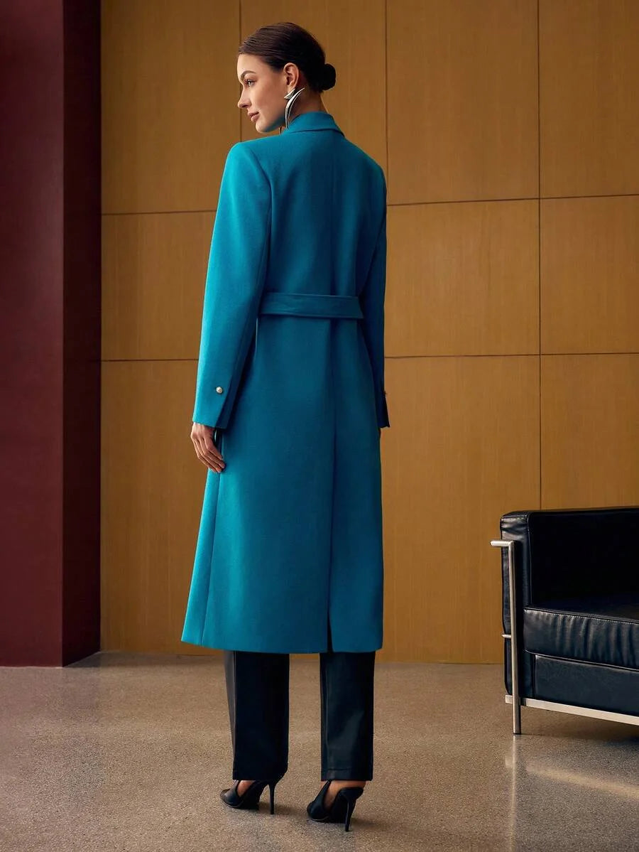 PREMIUM WOOL PEAK COLLAR BELTED OVERCOAT FALL WINTER