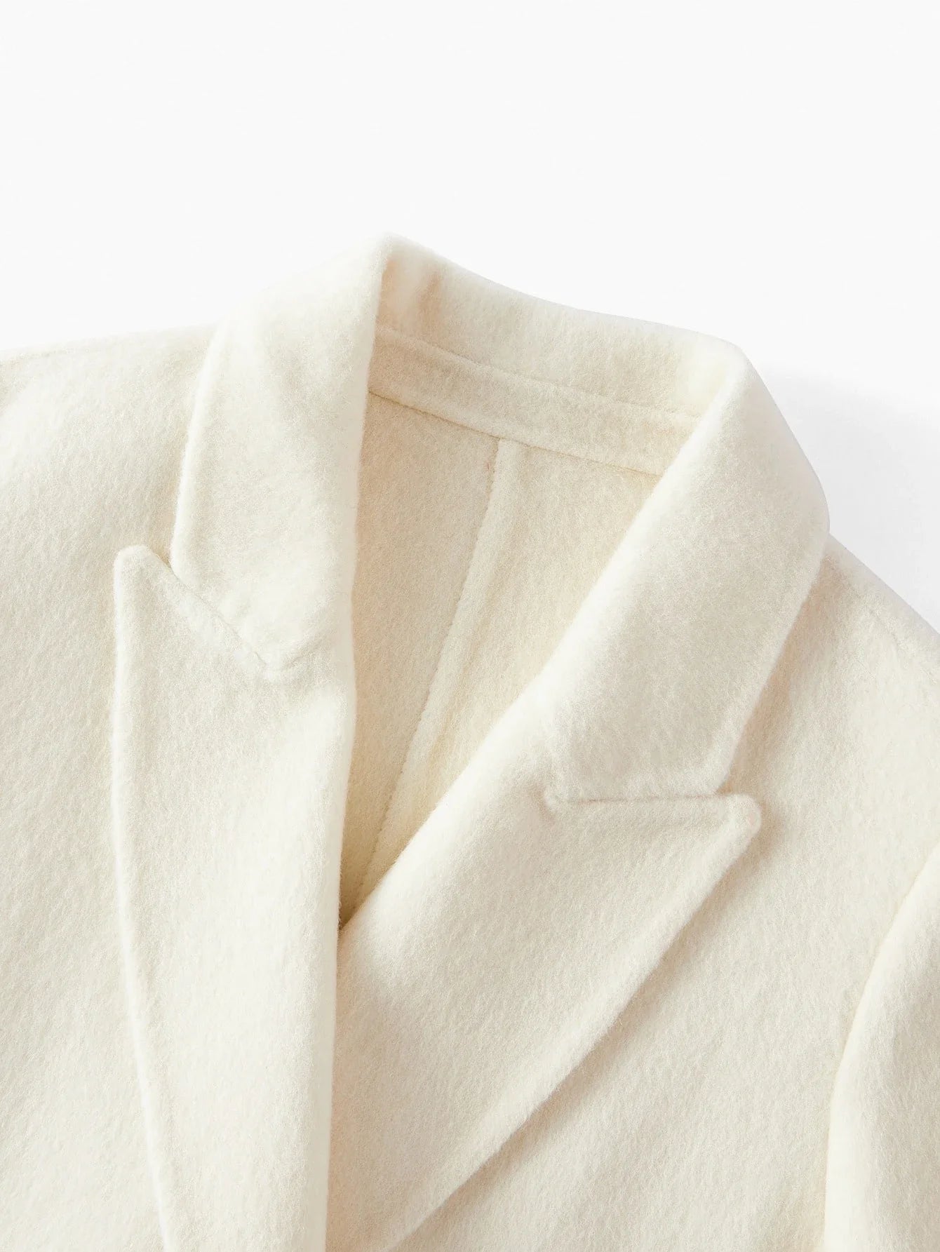 PREMIUM WOOL PEAK COLLAR DOUBLE BREASTED BELTED OVERCOAT